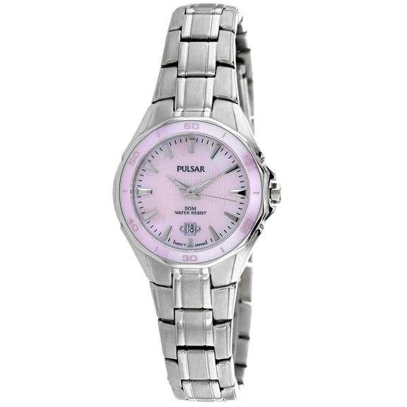 PXT899 Women's Dress Sport Pink MOP Dial Steel Bracelet Watch