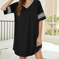 thumbnail image 4 of Ougyinr Women's Nightgowns Short Sleeve Nightshirt V Neck Soft Sleepwear Casual Sleepshirts Loose Pajama Dress Plus Size S-XXXL, 4 of 5