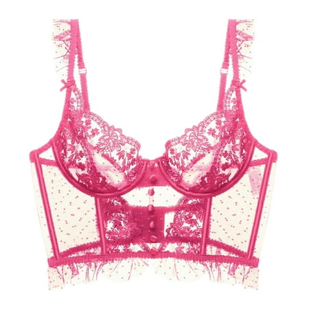 Minimizer Bras for Women Women French Corset Underwire Ultra Thin Push Up Fishbone Corset Embroidery Lace Sexy Bra Push Up Bras for Women(Size:L)
