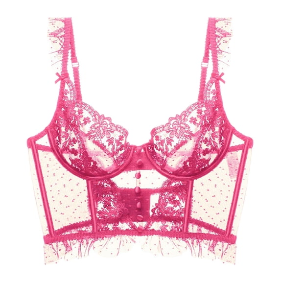 Women Sexy Push Up Bra French Corset Underwire Lace Embroidery Thin Fishbone Design Comfortable Support