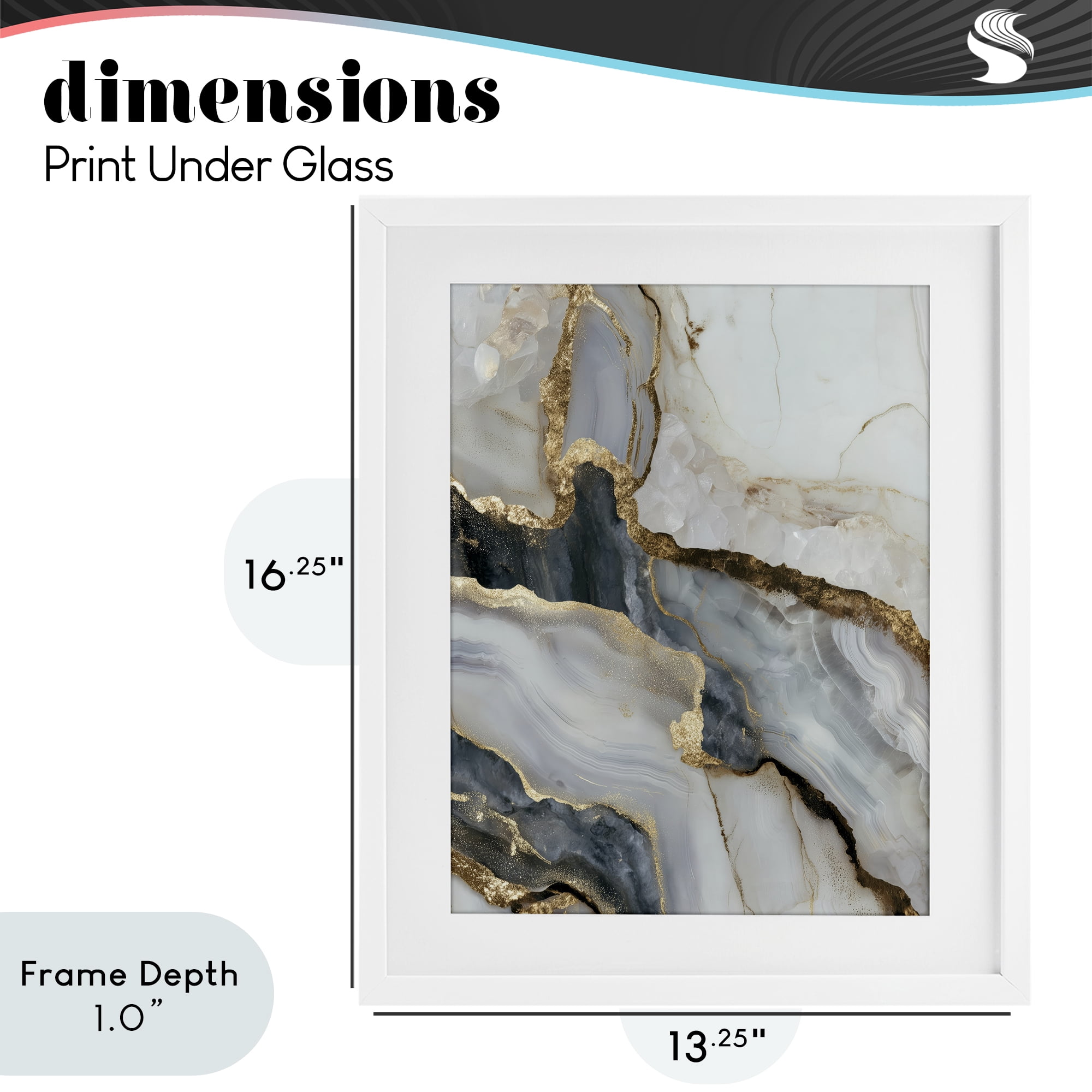 Stupell Industries Elegant Touch of Gold White Framed Print Under Glass, design by Svetlana Aleynikova