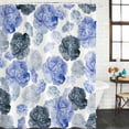 thumbnail image 2 of Blue Ombre Spring Floral Shower Curtain, Waterproof Shower Curtains for Bathroom, Summer Botanical Flowers Washable Fabric Bathtub Curtain Set Bath Decor with 12 Hooks 48"x72", 2 of 8