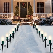 Joyfy Christmas Pathway Lights Outdoor,30.75 FT 24 Walkway Lights with Marker Stakes,Outdoor Christmas Lights for House Warm White Christmas Decorations