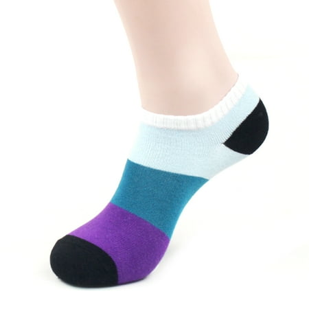 

LEAQU 5Pairs Men Color Block Strips Breathable Sweat Absorbent Low Cut Ankle Socks