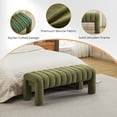 thumbnail image 6 of Zesthouse 43.3″ End of Bed Bench, Boucle Tufted Upholstered Ottoman Bench with Padded Seat and Solid Wood Leg, Modern Entryway Bench for Bedroom, Living Room, Green, 6 of 11