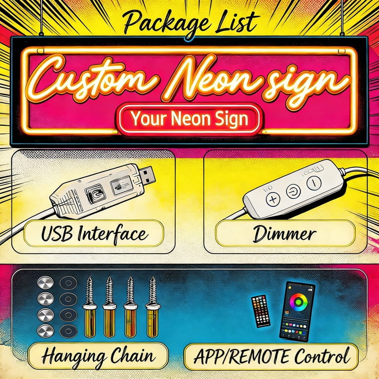 Recording RGB LED Neon Lightbox – Remote & APP Control With Music Sync, Timer, USB Powered