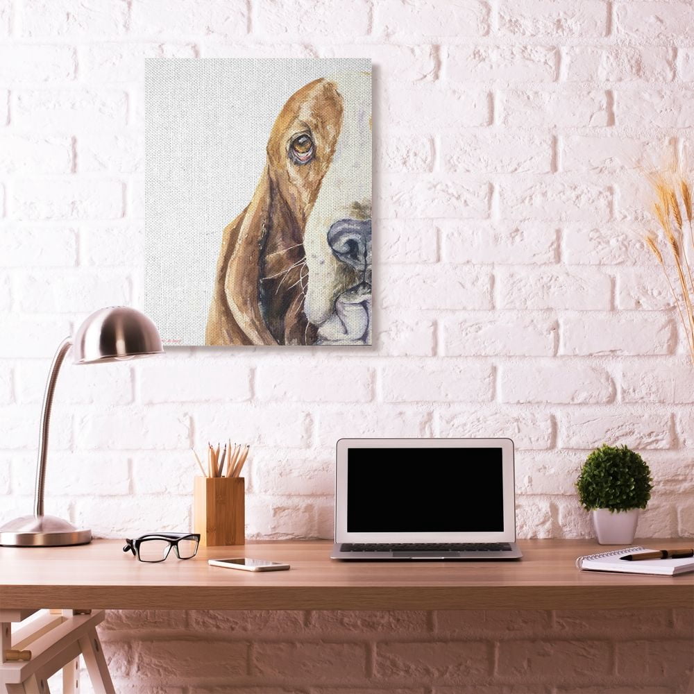 Stupell Industries Cute Large Dog Head Basset Hound Pet Animal Watercolor Painting Canvas Wall Art by George Dyachenko