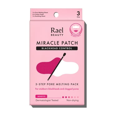 Rael Miracle Patch 3-Step Pore Melting Pack, for Blackheads and Clogged Pores, 3 Count