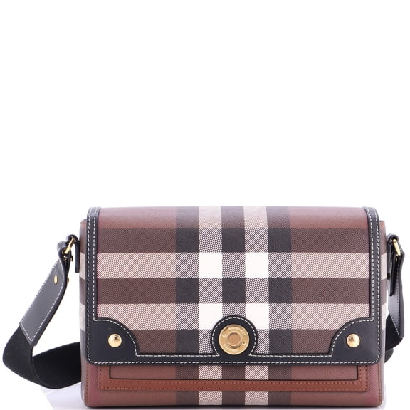 Pre-Owned Note Crossbody Bag Check Canvas and Leather Medium By Rebag