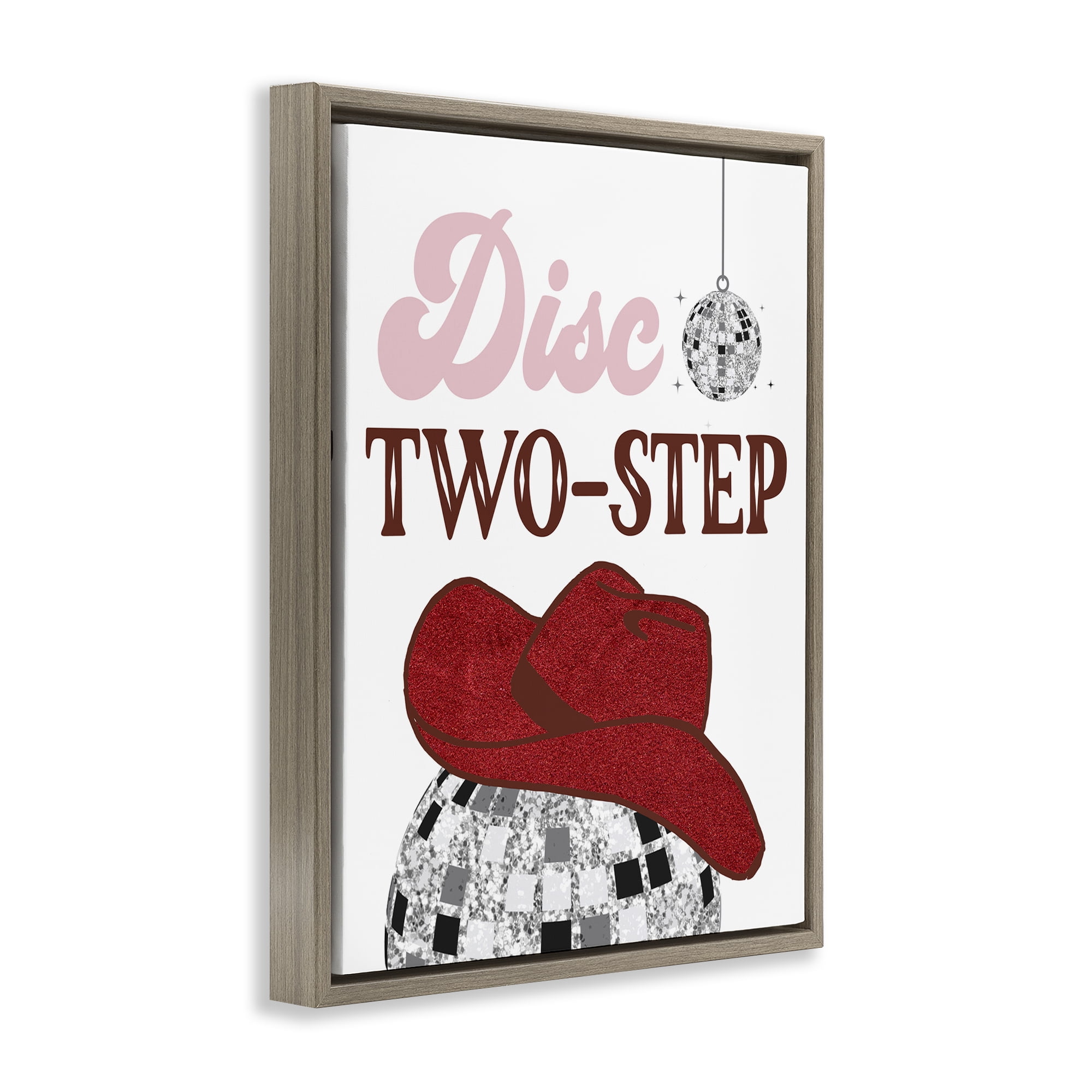 Stupell Industries Disco Two-Step Phrase Text & Numbers Painting Brown Floater Framed Canvas Art Print Wall Art, 17 x 21