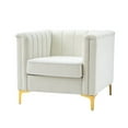 thumbnail image 2 of Accent Chair, Modern Upholstered Armchair Club Chair with Metal Legs and Thicken Armrest, Tufted Couch Single Sofa Chair with Soft Seat Cushion for Living Room, Bedroom, Ivory, 2 of 7