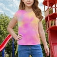 thumbnail image 7 of YABCSAZ Girls Summer Outfits Color Block Short Sleeve Tops Loose Fit Active Tee Shirts Kids Casual T-Shirts Blouses Tie Dye Shirts Tops Baby Clothes Size 9 T, 7 of 7