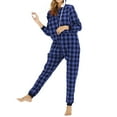 thumbnail image 4 of Seyurigaoka Women's Pajama, Plaid Jumpsuit Drawstring Hemming One Piece Garment, 4 of 7