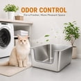 thumbnail image 6 of Stainless Steel Litter Box Extra Large, Bug Hull Open Top Cat Litter Box with High Sides, 23.6" x 15.6" x 10", 6 of 7