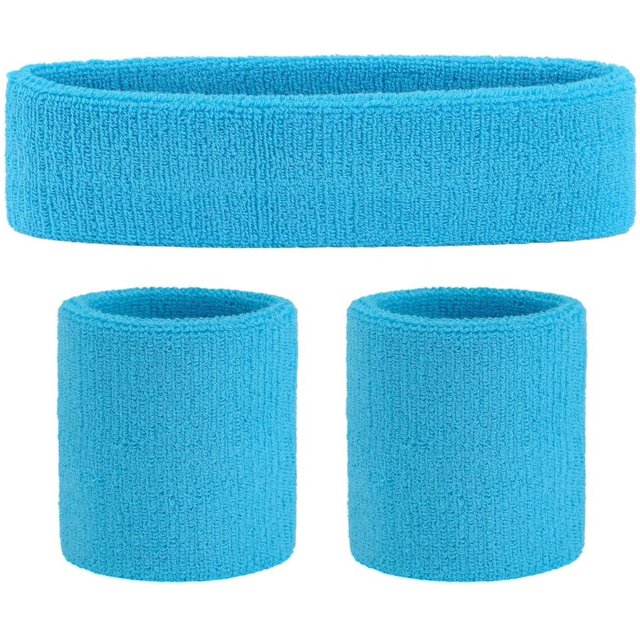 Muñequera deportiva para hombres o mujeres Muñequera de algodón suave Muñequera deportiva Muñequera absorbente de sudor, azul claro
