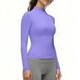 thumbnail image 3 of Womens Slimming Fit Basic Tops, Long Sleeve Shirts for Women Summer Casual Solid Color Cropped Mock Neck T-Shirts, 3 of 6