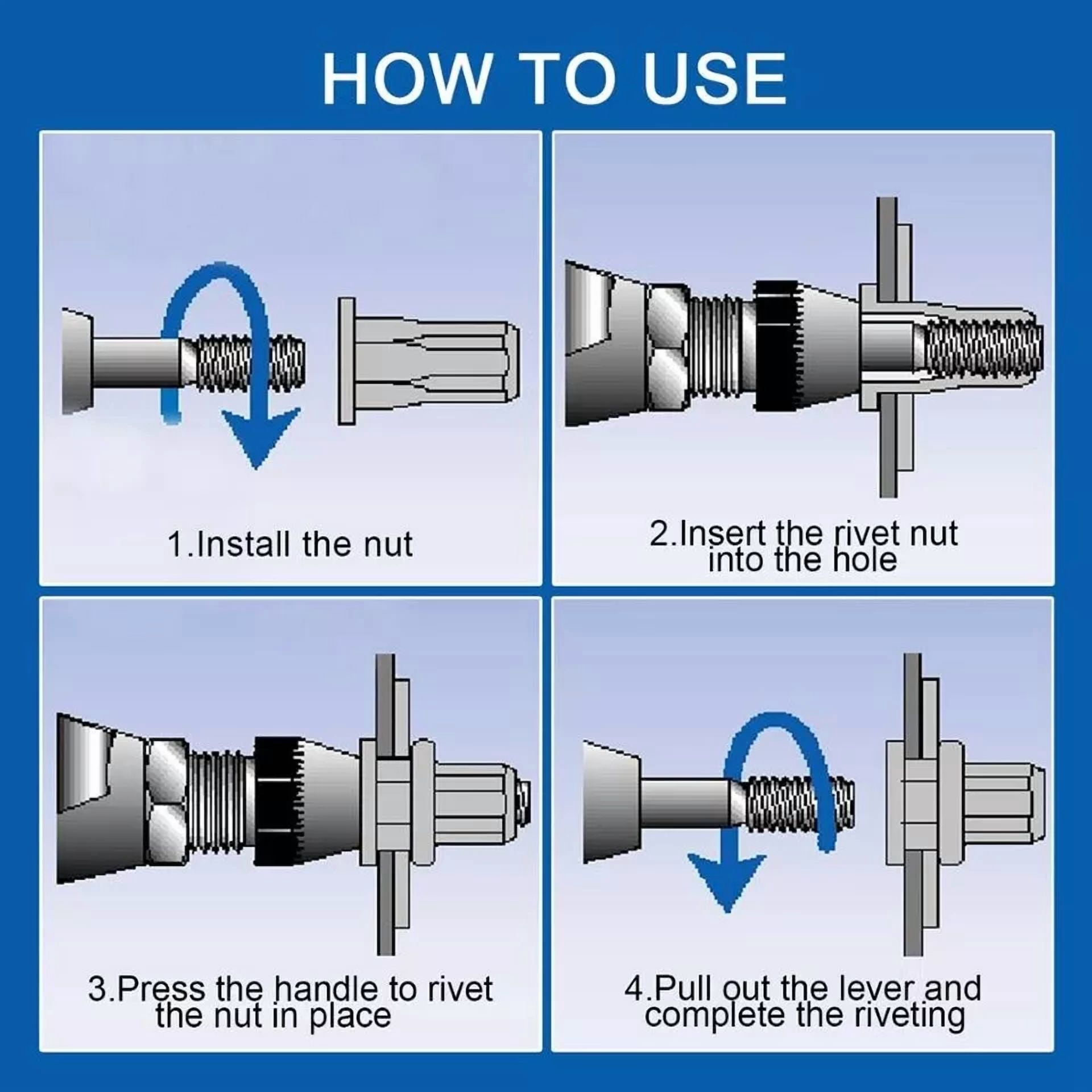 CIRCLE- 300Pcs Zinc Steel Rivet Nut Kit Rivnut Nutsert Assort 150Pcs Metric+150Pcs Sae