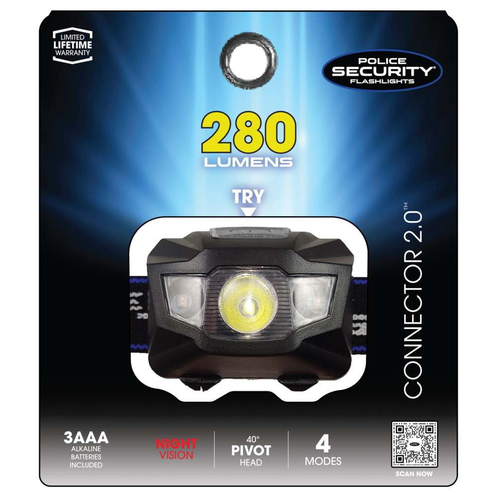 Police Security Connector 2.0 280 Lumens 3 Aaa Alkaline Battery Powered Headlamp
