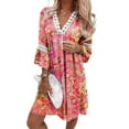 thumbnail image 1 of Robe Maxi Basique pour Femmes, Ample, en Dentelle Rem, Robe Décontractée à Manches Mi-Longues, Tenue de Vacances, 1 of 8