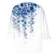 thumbnail image 3 of Viluyesy Round Neck T-Shirt for Womens 3/4 Sleeves Shirt Tops New Fold Loose Blouse Multicolor Size L, 3 of 5