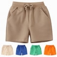 thumbnail image 4 of NOLDARES Toddler Baby Boy Solid Color Shorts Elastic Waist Casual Short Trousers Spring Summer Fall Short Pants(Khaki,6-7 Years), 4 of 9