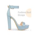 thumbnail image 3 of BLISSFUL STEP Women's Shoes Faux Suede Platform Block Heel Ankle Strap Buckle Open Toe Sandals Light Blue 9, 3 of 6