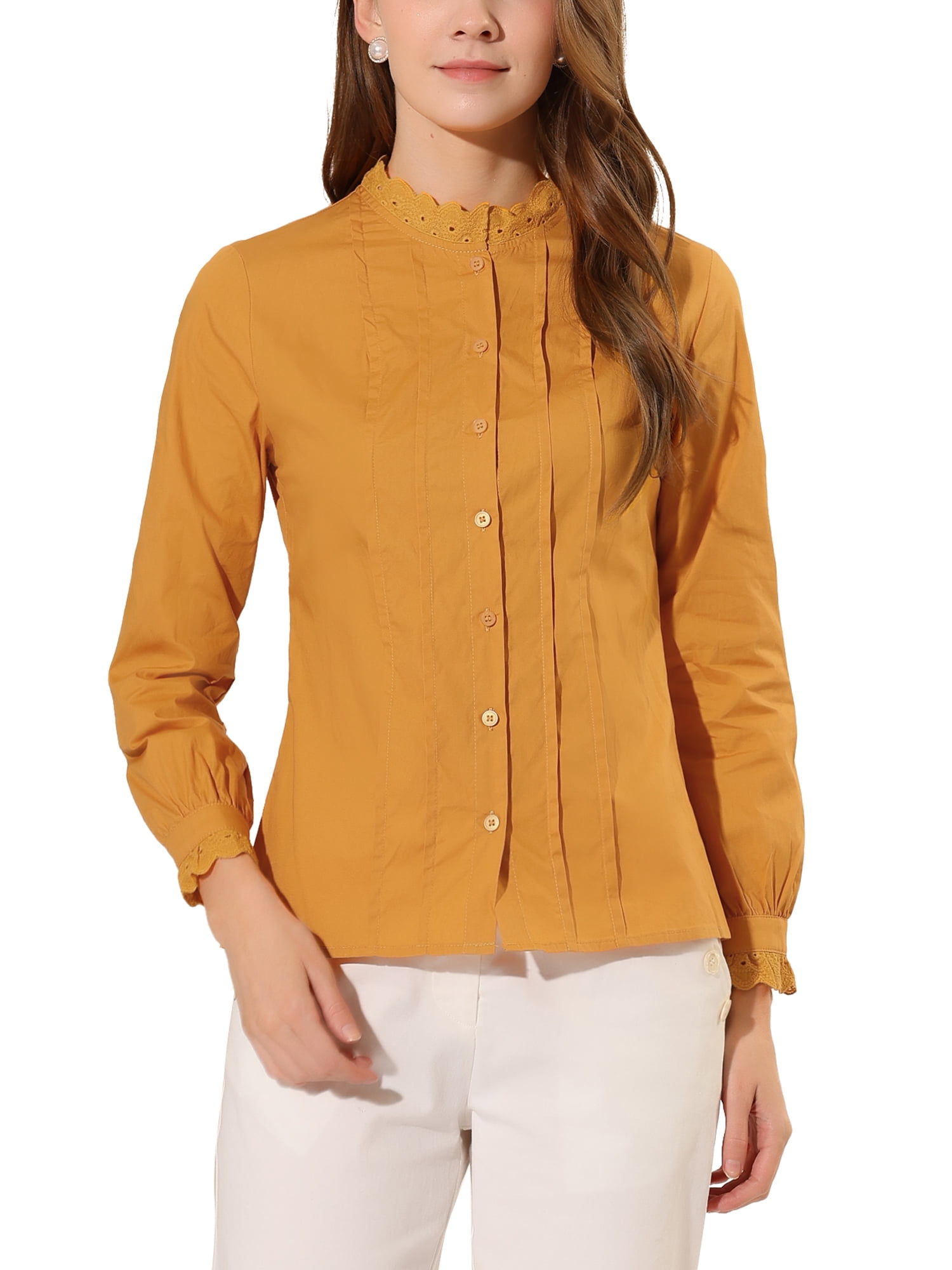 Mock neck button down shirt Clearance