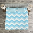 thumbnail image 3 of Ambesonne Antique Quilted Bedspread Set 3 Pcs, Sealife Aqua Zig Zag, King Size, Pale Blue Pale Blue, 3 of 3
