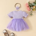 thumbnail image 4 of WIBACKER Baby Girl Summer Clothes Newborn Girls Puff Sleeve Romper +Headband Set Infant Bodysuit Tulle Skirt Outfit 0-18 Months, 4 of 9
