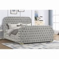 thumbnail image 3 of Modern Velvet Tufted California King Platform Bed with TV Lift and Electric Fireplace Footboard, Gray, 3 of 8