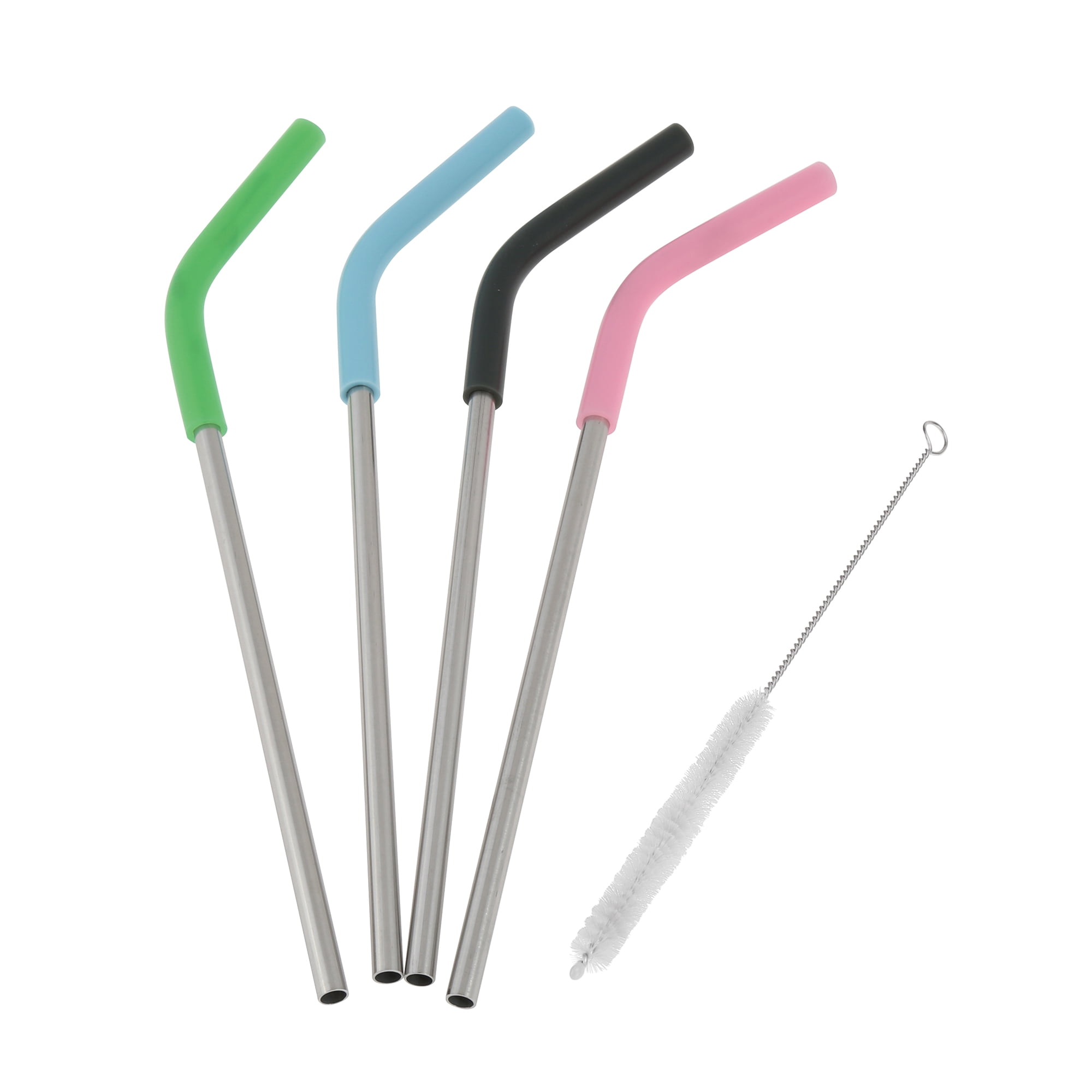 SAMOKA Anti Wrinkle Straw, 4PCS Reusable Stainless Steel Anti Wrinkle  Drinking Straw,Wrinkle Free Straw（Equipped with 2 brushes）
