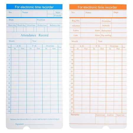 yescom 200 count monthly time clock cards timecard for employee attendance payroll recorder - Electronic Time Card yescom 200 count monthly time clock cards timecard for employee attendance payroll recorder - Electronic Time Card