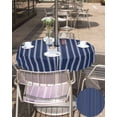thumbnail image 5 of Fsddascl Navy Blue Striped Outdoor Tablecloth - 60 Inch Round Dining Table Cover, Navy Blue White Farmhouse Stripes Waterproof Outdoor Table Cloth with Umbrella Hole & Zipper for Picnic/Patio/Party, 5 of 7