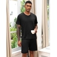 thumbnail image 5 of EKOUAER Mens Pajamas Set Soft Lounge Set V Neck Sleep Nightwear Short Sleeve Pjs with Pocket, 5 of 6