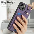 thumbnail image 4 of Wallet Case Compatible with iPhone 15 Plus with Card Holder, 360° Rotation Finger Ring Stand PU Leather Cover Drop Protection with Magnetic Snap Case Cover for iPhone 15 Plus - Purple, 4 of 8