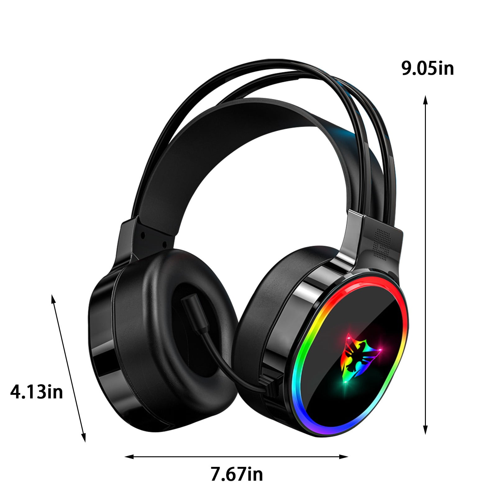 Rgb Gaming Headset With Mic Over-Ear Headphones Surround Sound Game Movie Headphones Black Free Size