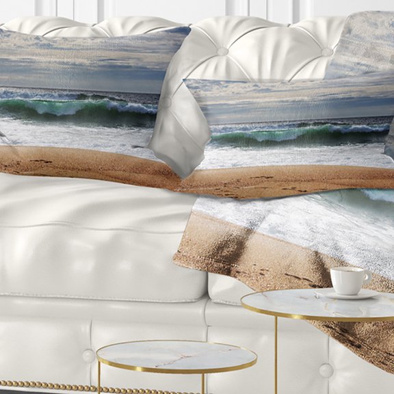 Designart 12" x 20" Blue Polyester Throw Pillow