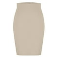 thumbnail image 4 of CaComMARK PI Women's Pencil Skirt Work Leisure Business Skirt Elastic Waist Stretch Bodycon Midi Basic Knee Length Pencil Skirt Khaki S(S), 4 of 6