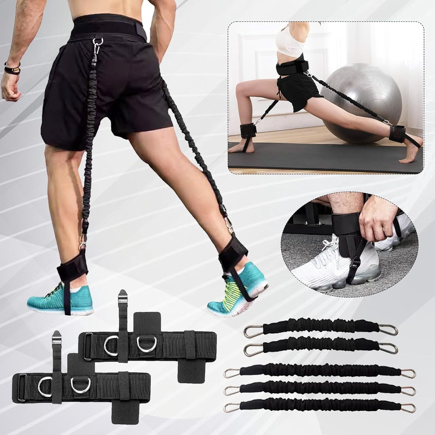 AWINQQY Boxing Resistance Bands, Strength Training Equipment, Boxing Training Resistance Band, Boxing Training for Home Resistance Bands Set, include wrist and ankle Straps, Resistance 200lbs