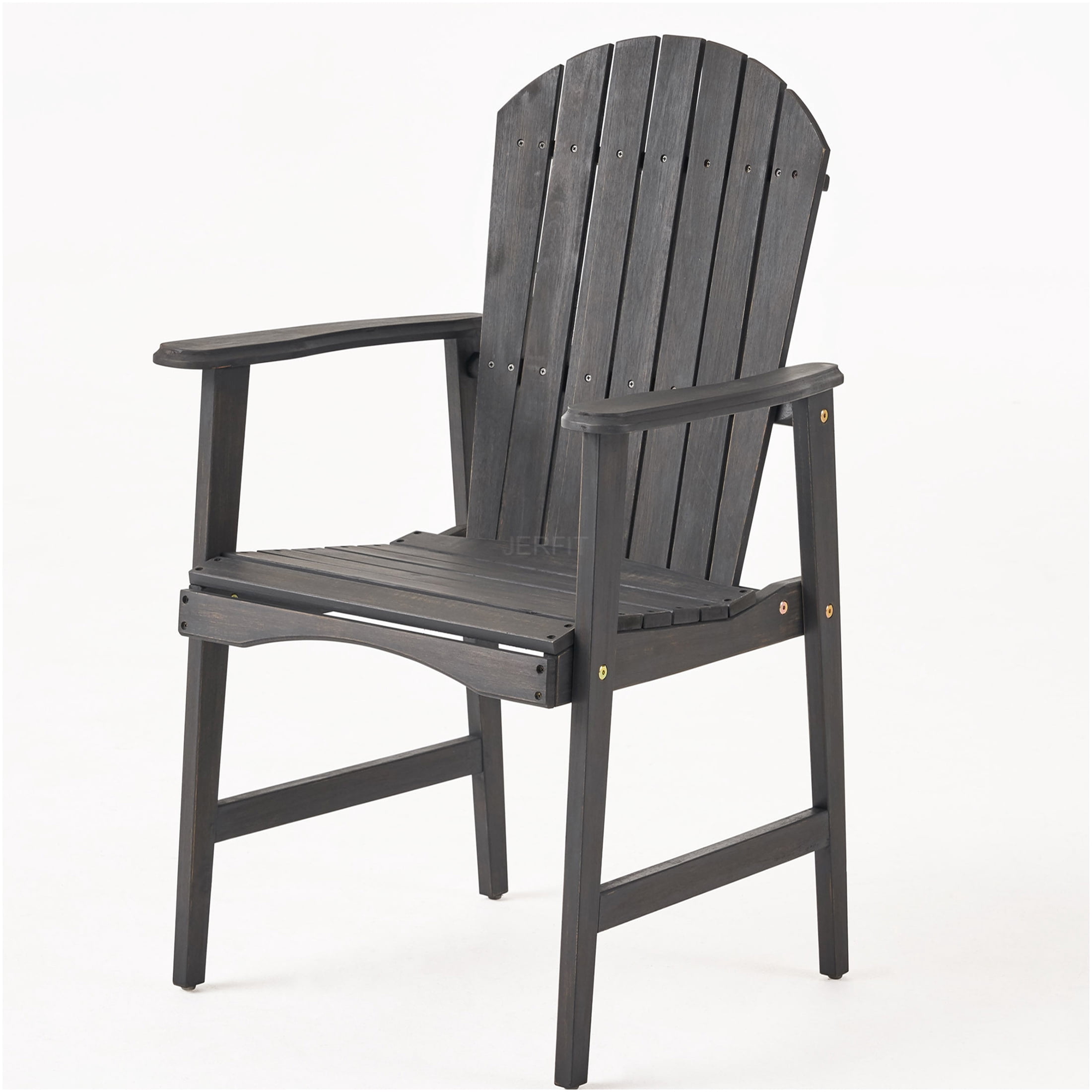 JERFIT 2-Pack Dark Gray Acacia Wood Adirondack Chairs for Outdoor Patio Dining, Weather-Resistant Hardwood Garden Seating Set