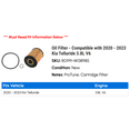 thumbnail image 2 of Oil Filter - Compatible with 2020 - 2023 Kia Telluride 3.8L V6 2021 2022, 2 of 2