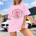 thumbnail image 4 of Graphic Tennis Tees for Women Women’s T-Shirts Oversized Graphic Tops for Casual Everyday Wear Blend Tee with Prints Comfortable Fit Pink 3XL, 4 of 5