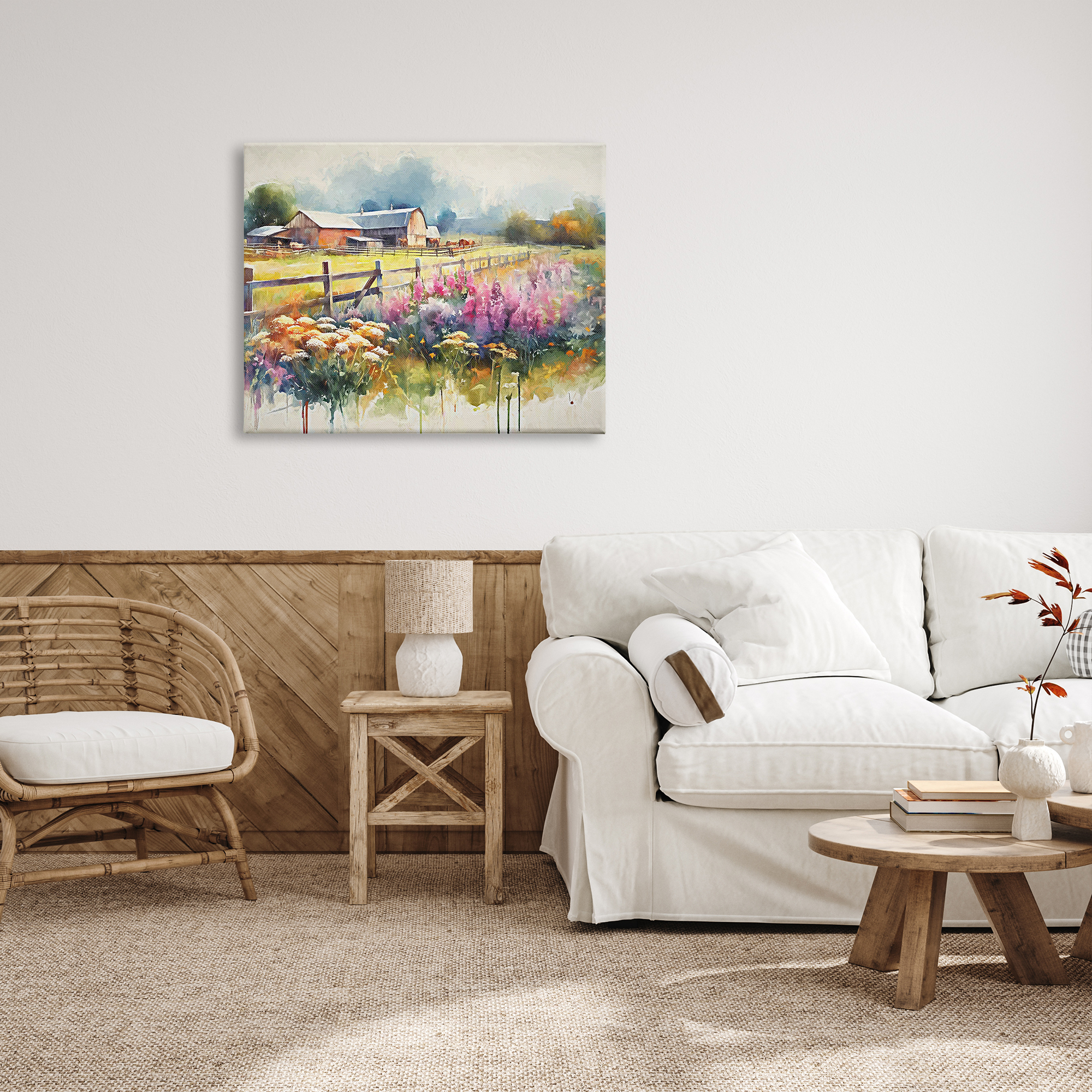 Stupell Industries Country Barn Modern Painting Landscape Painting Gallery Wrapped Canvas Art Print Wall Art, 40 x 30