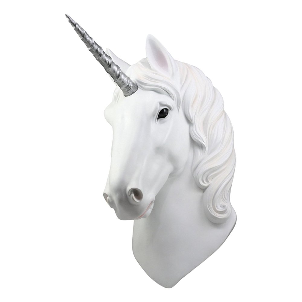 Enchanted Silver Horned Unicorn 3D Wall Decor Figurine Ancient Fabled