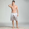 thumbnail image 3 of Men's Satin Print Sleepwear Shorts Plus Size Imitation Silk Relax-fit Pajamas Shorts M to 5XL, 3 of 8