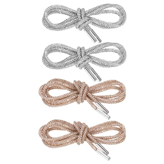Uxcell 4pcs Rhinestone Shoe Laces 47" Length  Bling Crystal Shoe Laces for Sneakers, White & Rose Gold Champagne