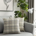 thumbnail image 1 of UGASA Square Checkers Decorative Throw Pillow Case Cotton Linen Cushion Covers Shell with Hidden Zipper, 18 x 18 Inches, 2 Pc, Natural + Little Boy Blue, 1 of 7