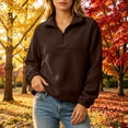 thumbnail image 3 of AKOEE Quarter Zip Pullover Womens Fleece Fuzzy Sweater Loose Long Sleeve Casual Warm Plain Sweatshirts Winter (L, Brown), 3 of 7