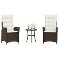 thumbnail image 1 of vidaXL Ensemble Bistro 3 Pcs avec Coussins en Rotin Poly Brun, 1 of 5