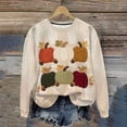 thumbnail image 5 of SCSAlgin Women's Thanksgiving Splice Vintage Printed Round-neck Casual Sporty Long-sleeved Fleece Sweatshirt Tops, 5 of 7